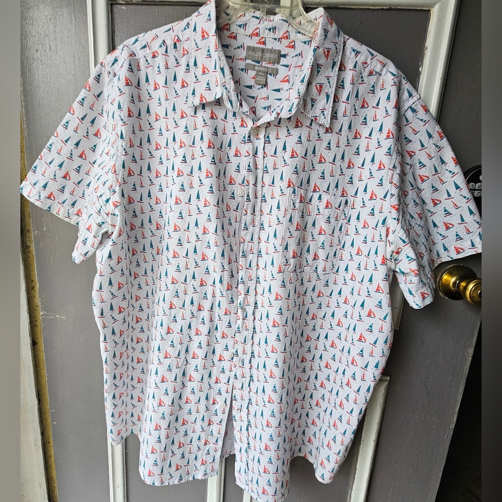 Falls Creek button up shirt men's 2xl sailboat all over print (rgt)